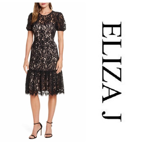Eliza J Dresses & Skirts - Eliza J Puff Sleeve A-line Lace Dress